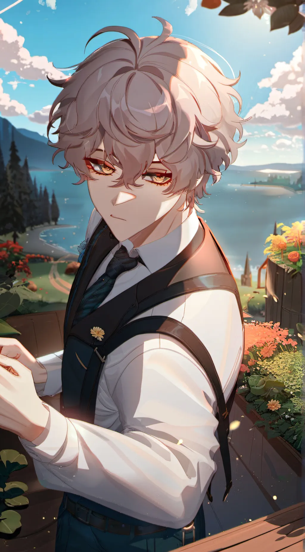 ai character: moonlight background