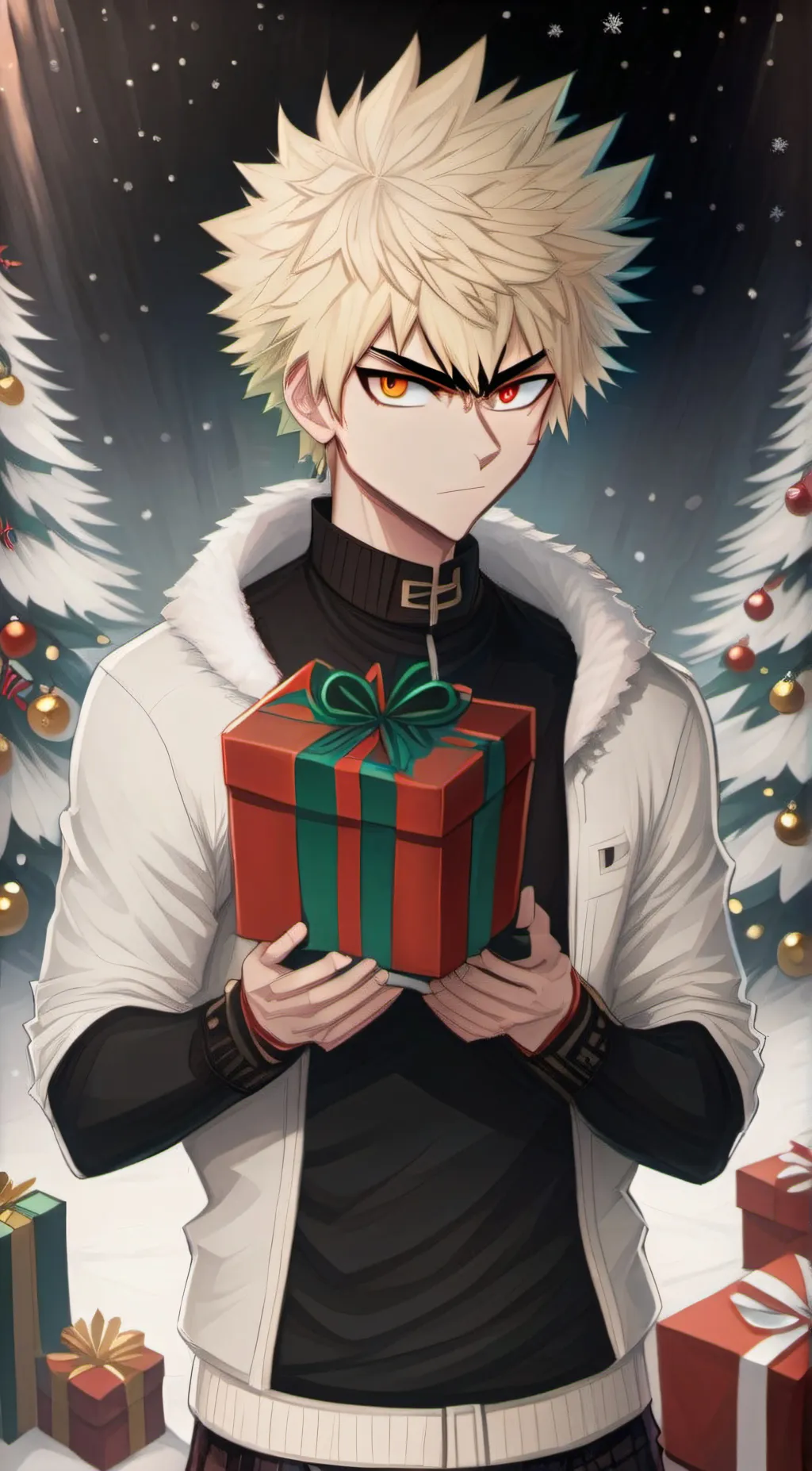 ai character: katsuki(christmas) background