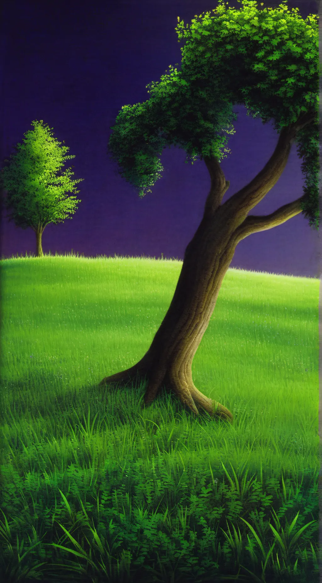 ai character: grass,tree,bush background