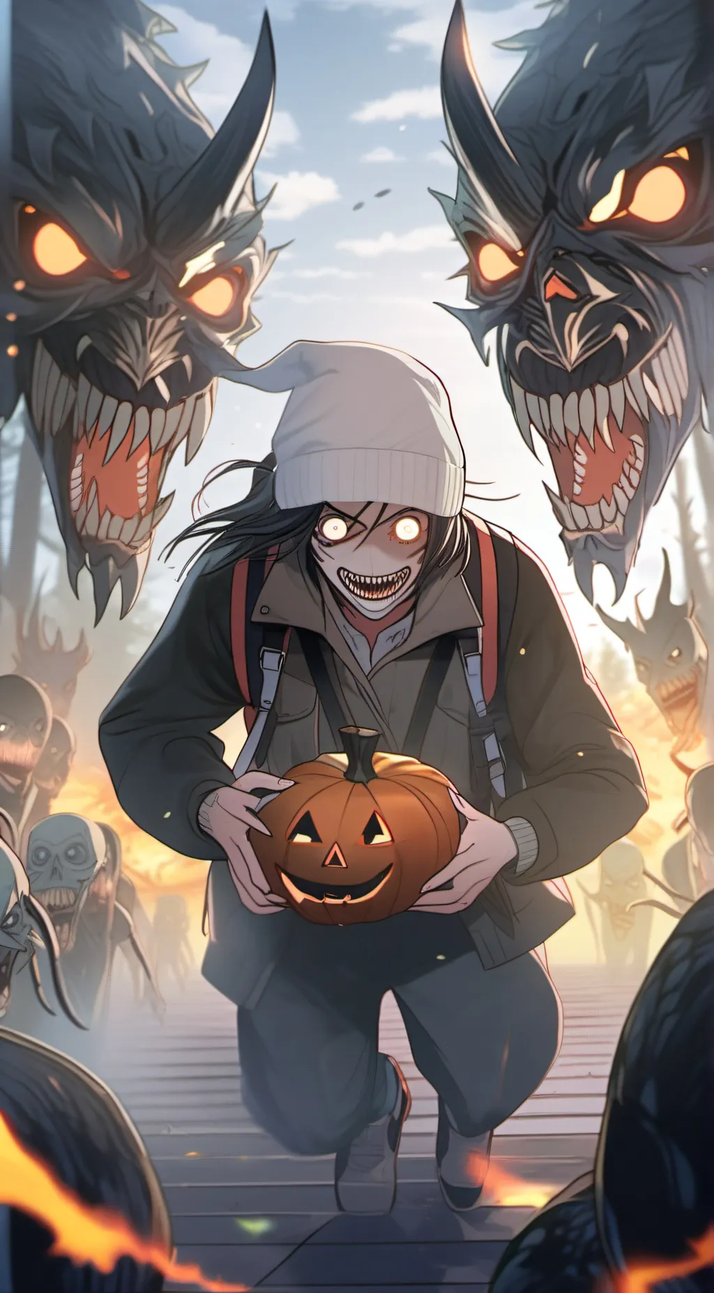 ai character: scary ghoul boy background