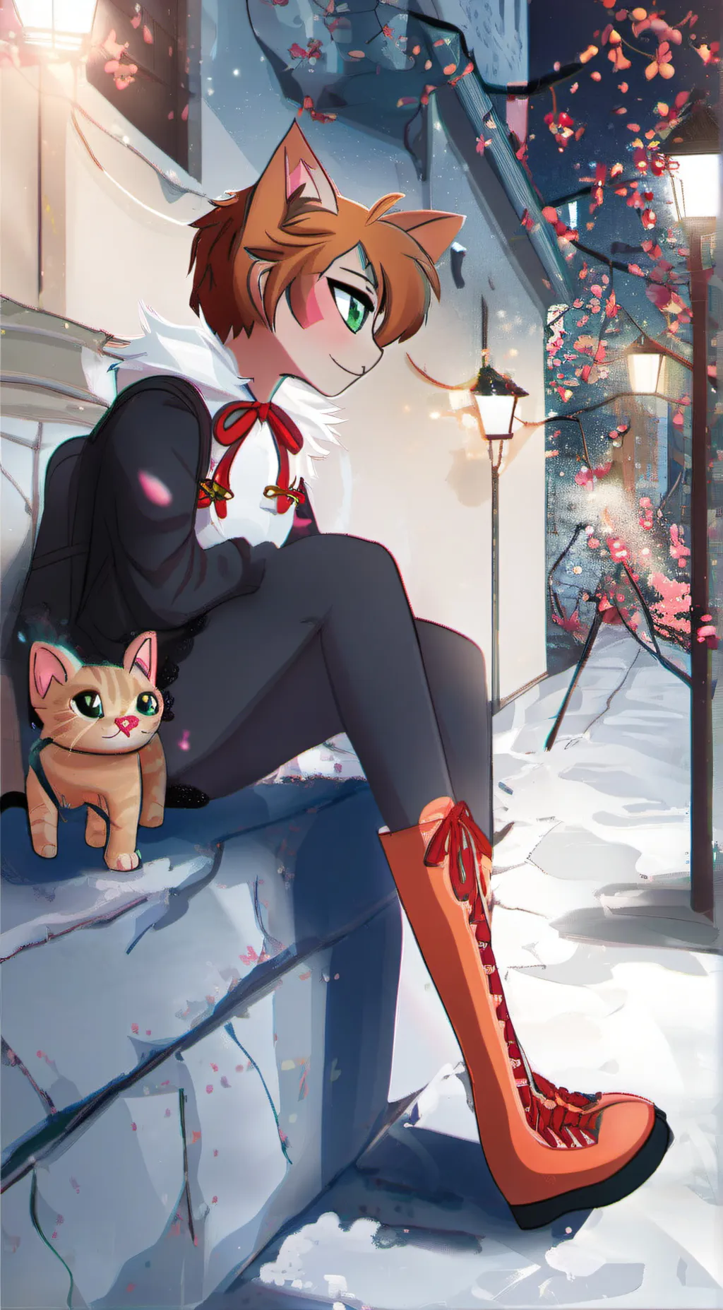 ai character: Orange cat girl background