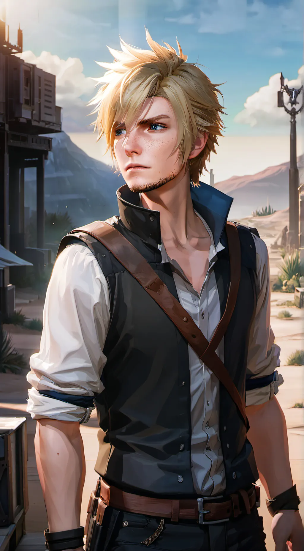 ai character: Prompto Argentum background
