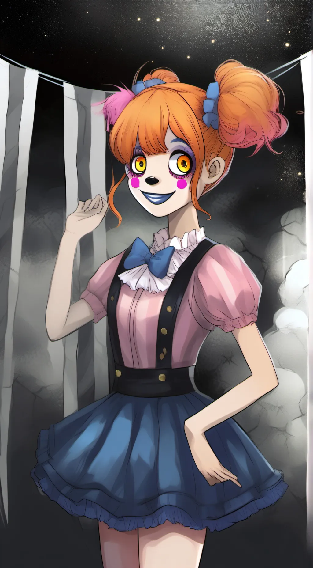 ai character:  Circus  baby background