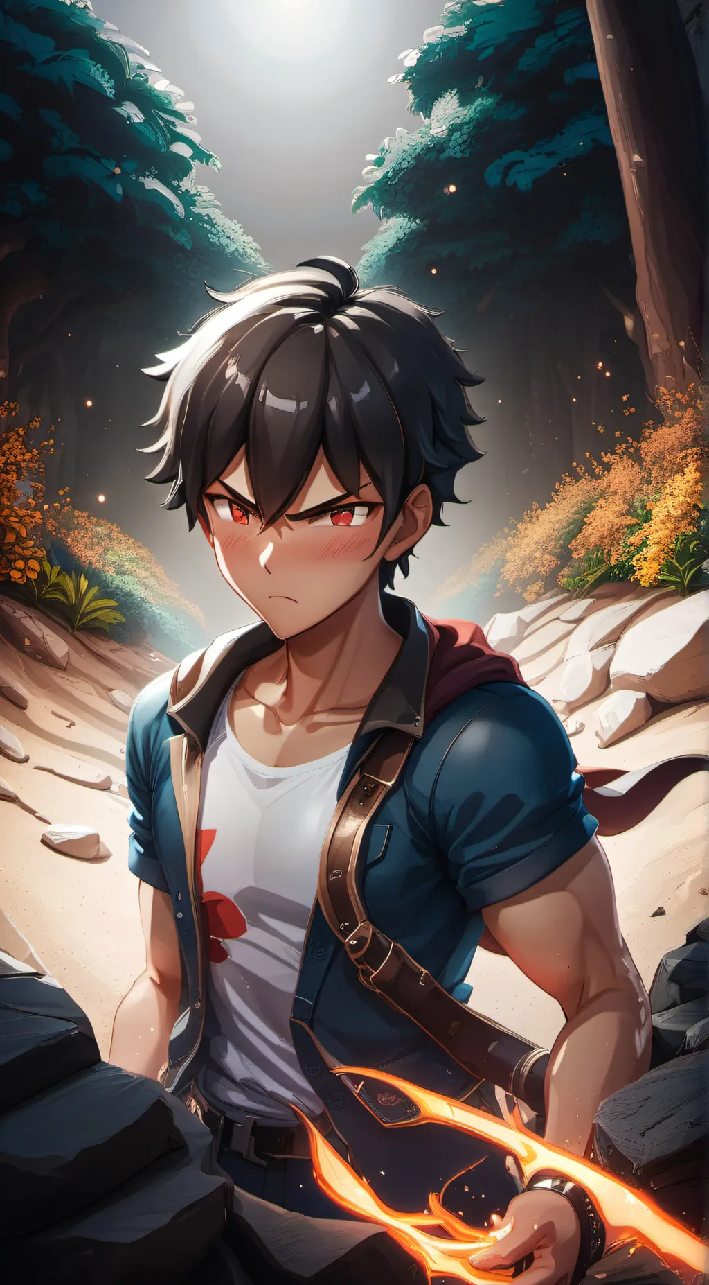 ai character: flame background