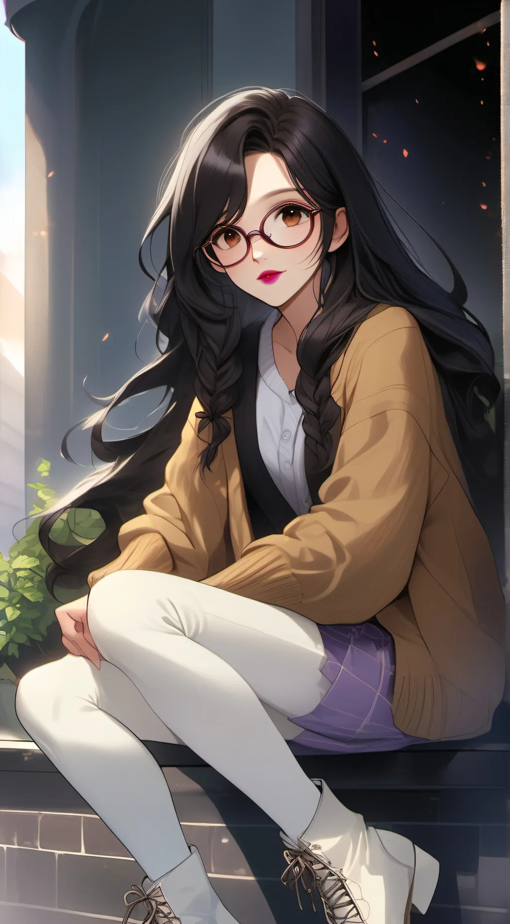 ai character: Violet background