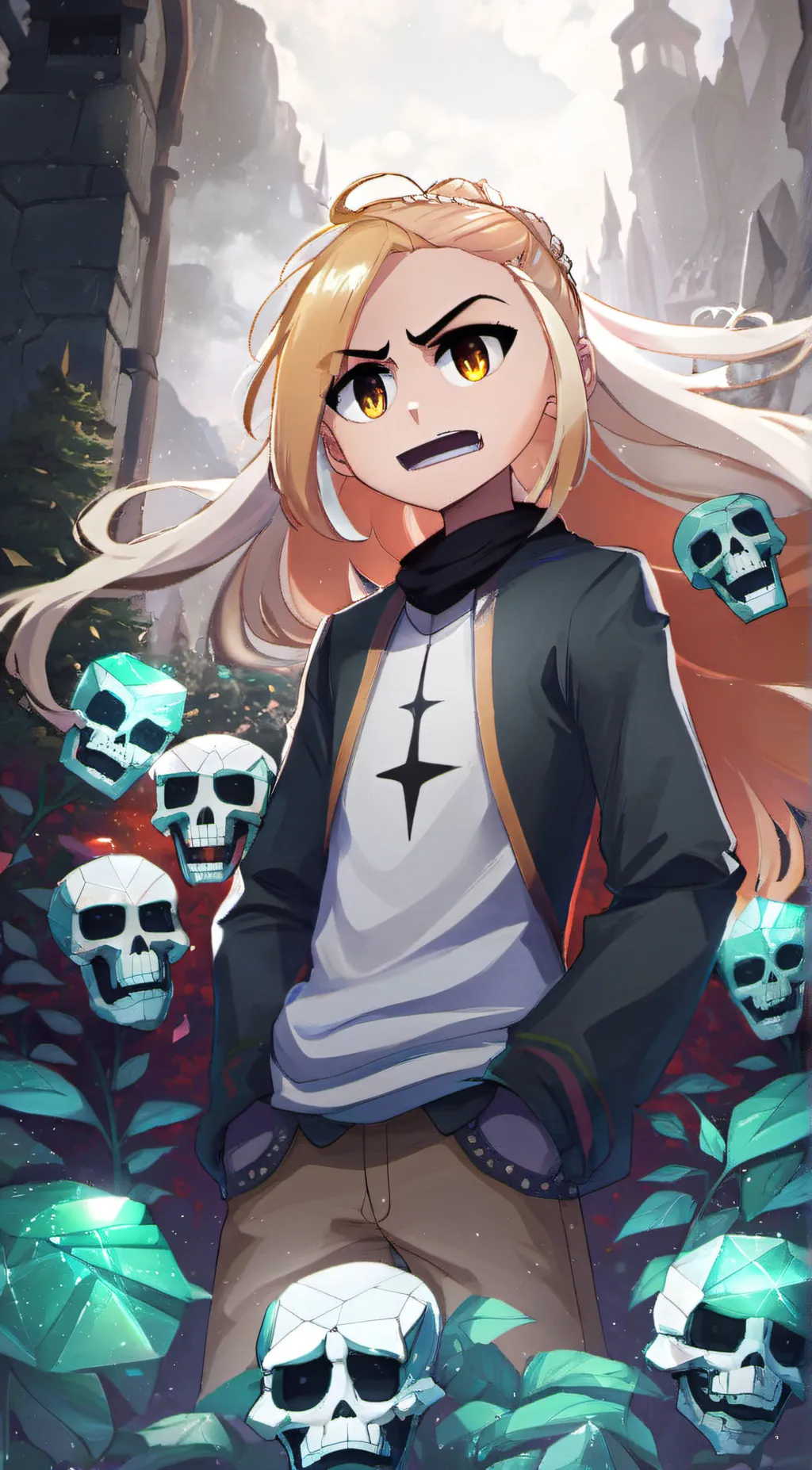ai character: Emerald background