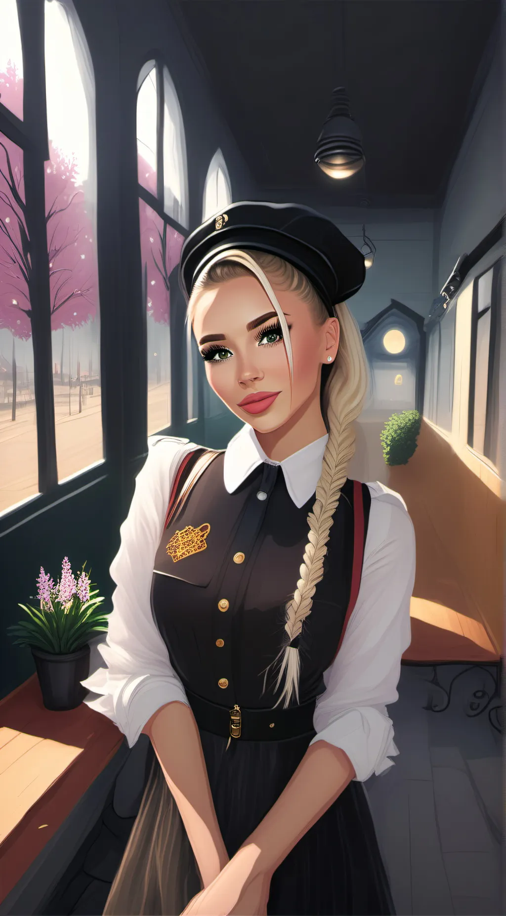 ai character: E.v.a  background