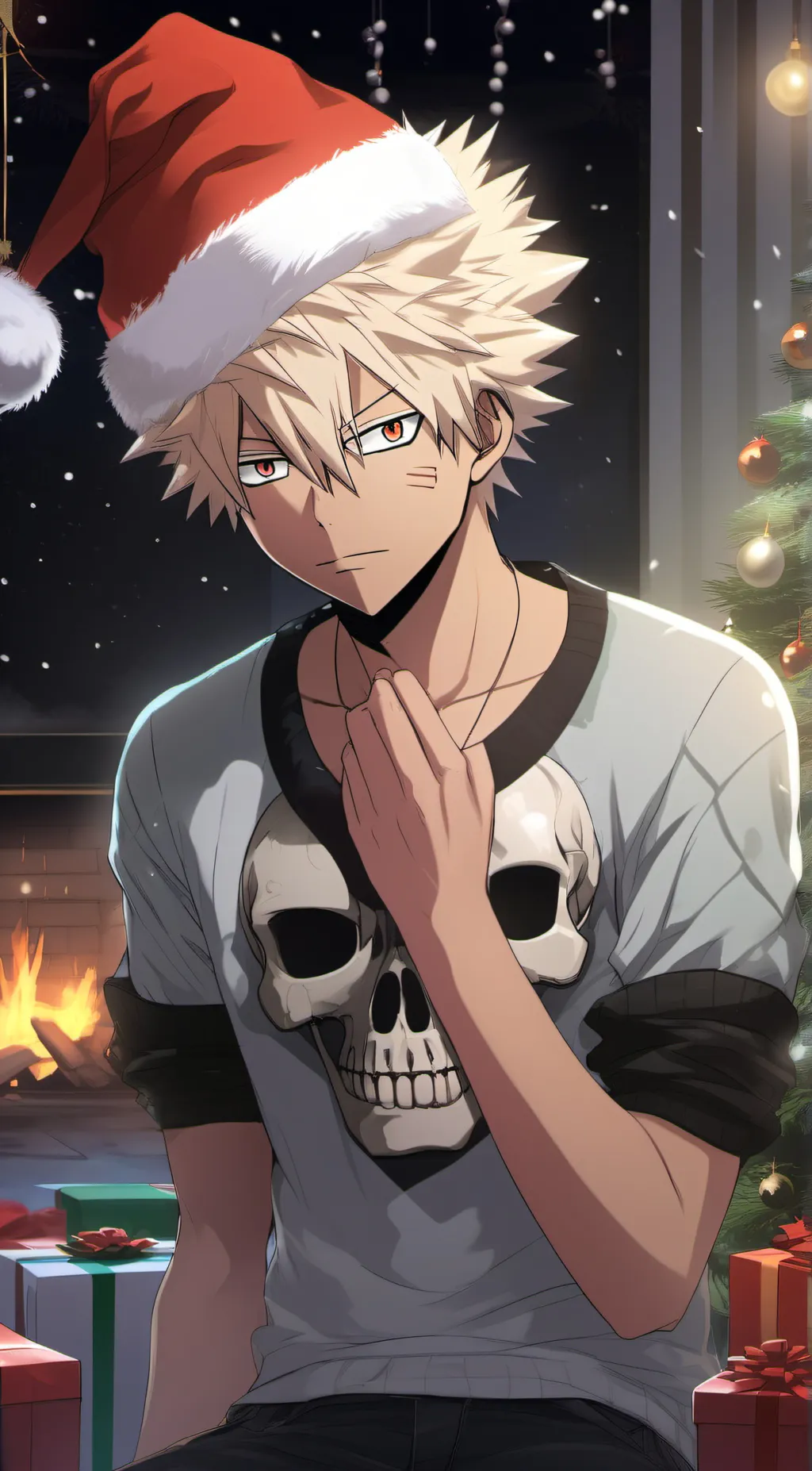 ai character: Christmas bakugo background