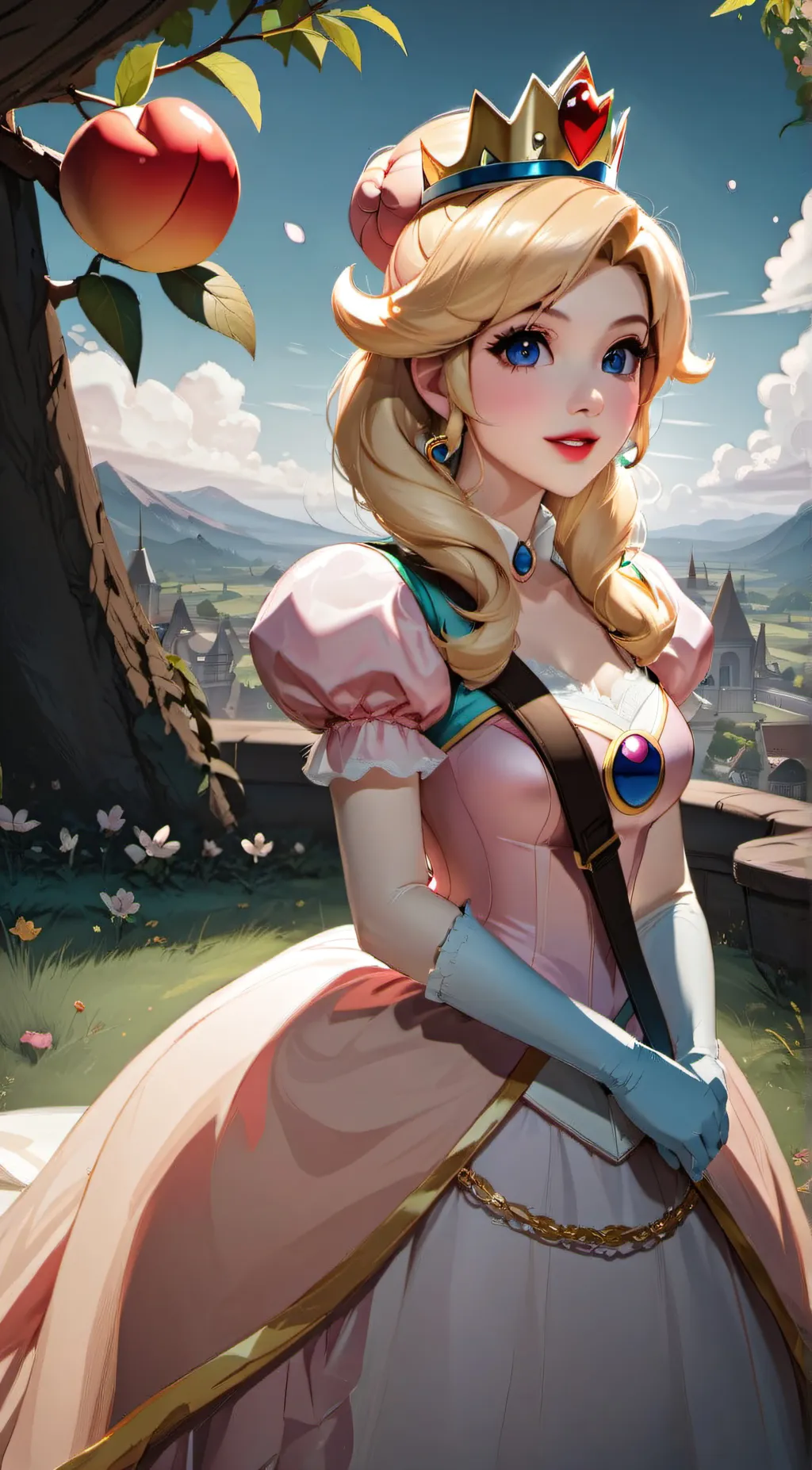 ai character: princess peach  background