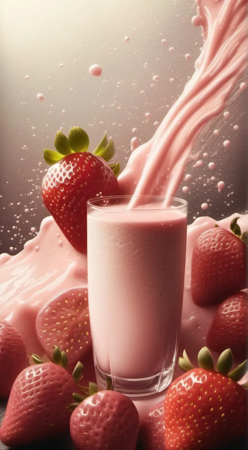 ai character: Strawberry milk background