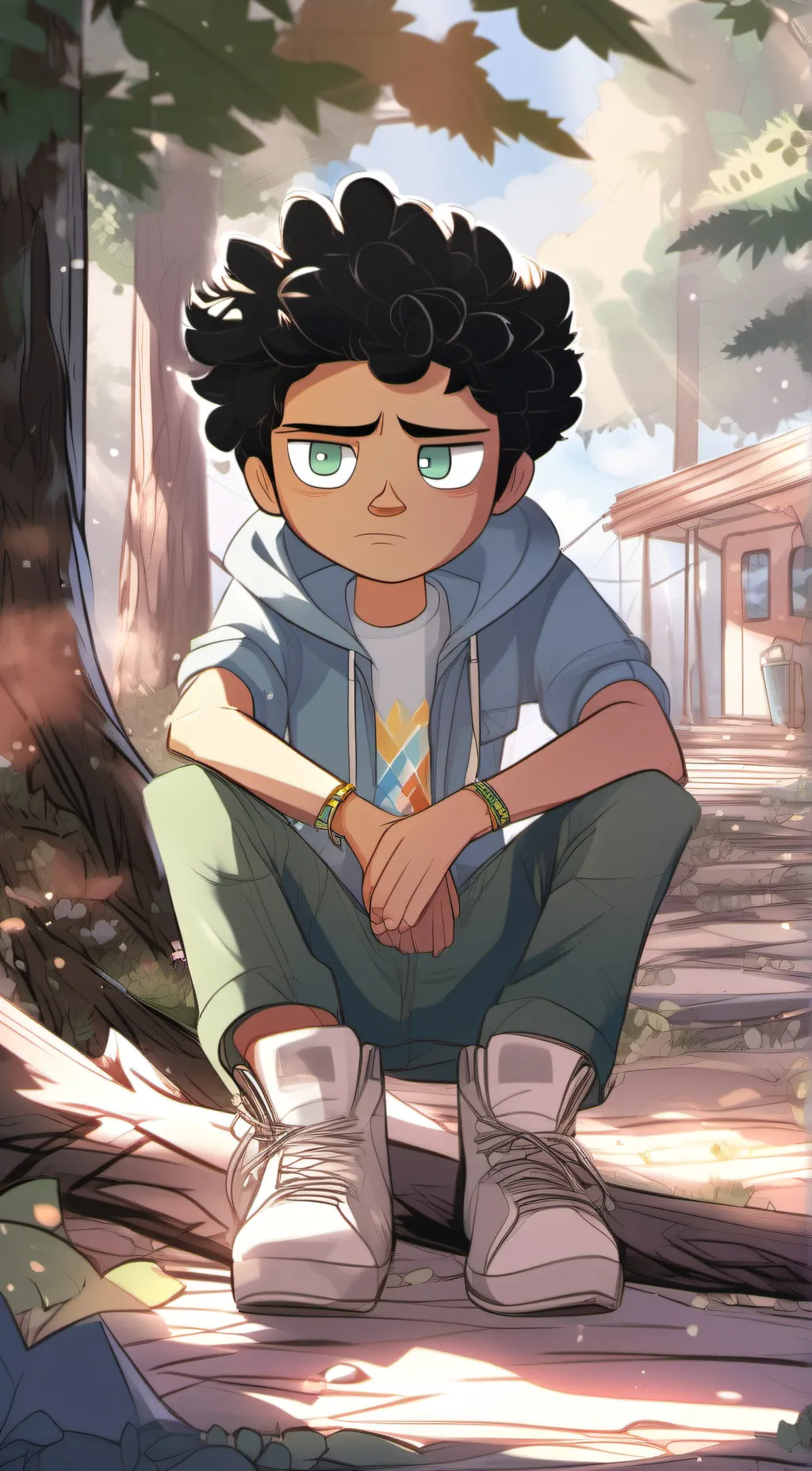 ai character: Max from camp camp background