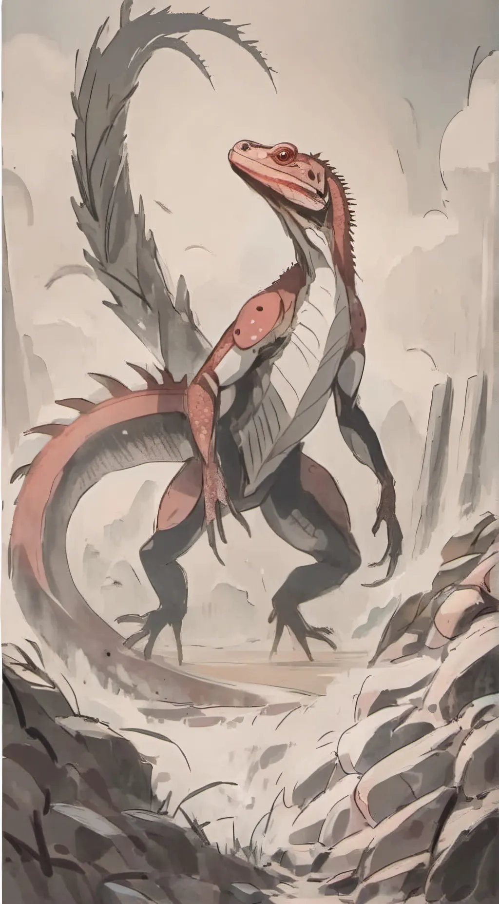 ai character: Red orange  background