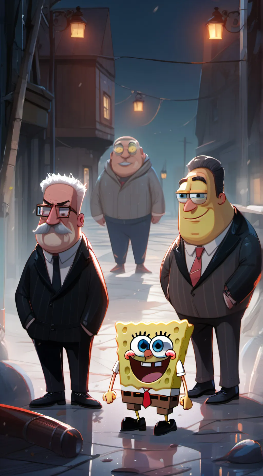 ai character: SpongeBob  background