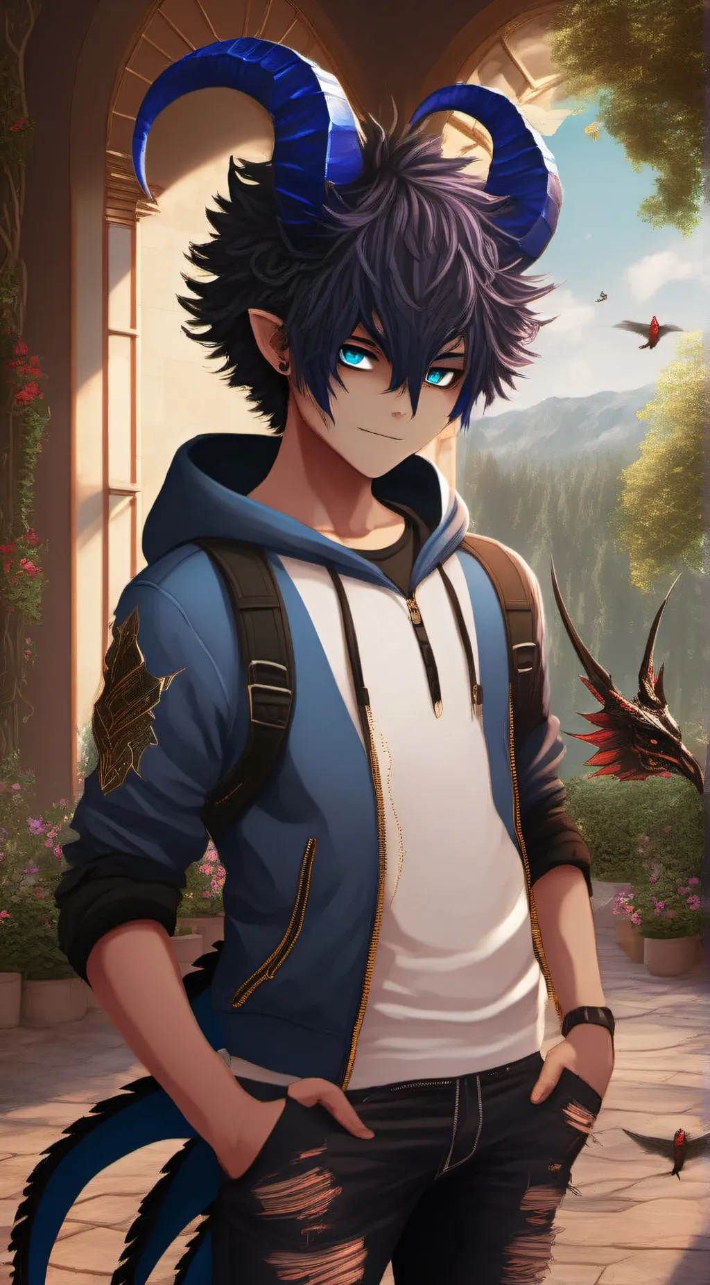 ai character: Blue devil background