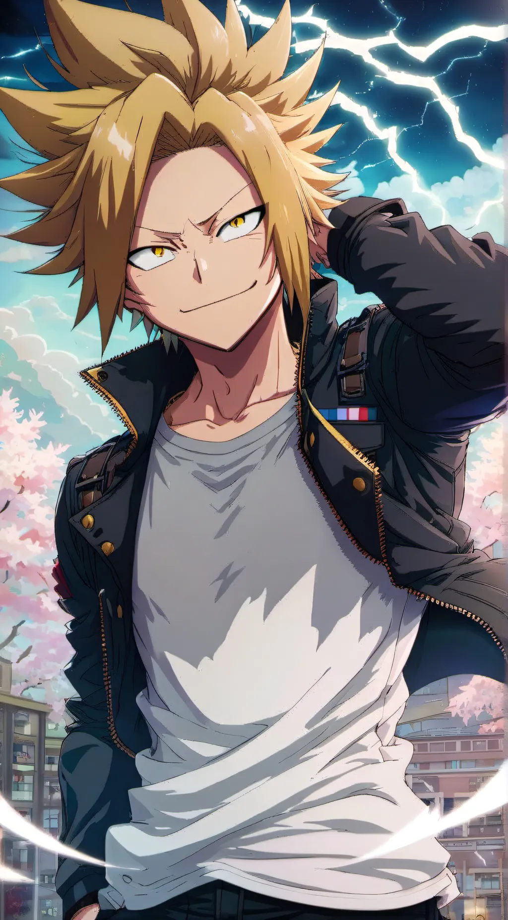 ai character: Denki Kaminari  background