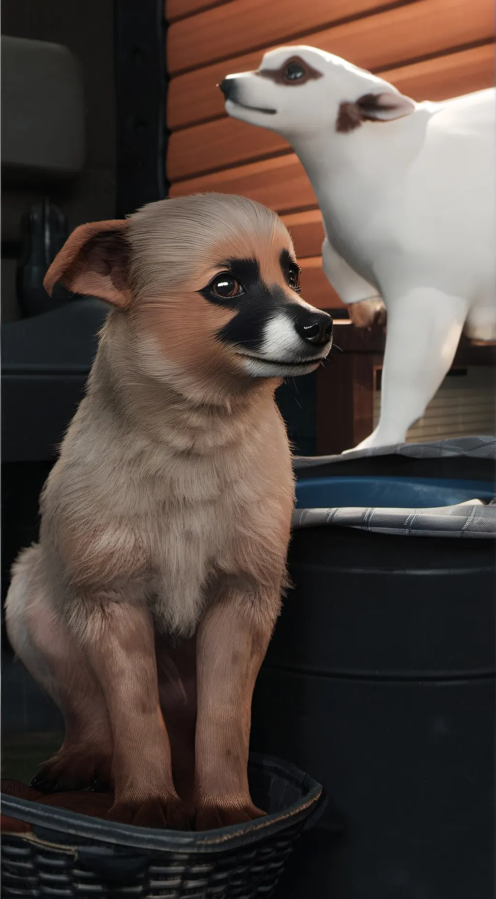ai character: hungry dog background