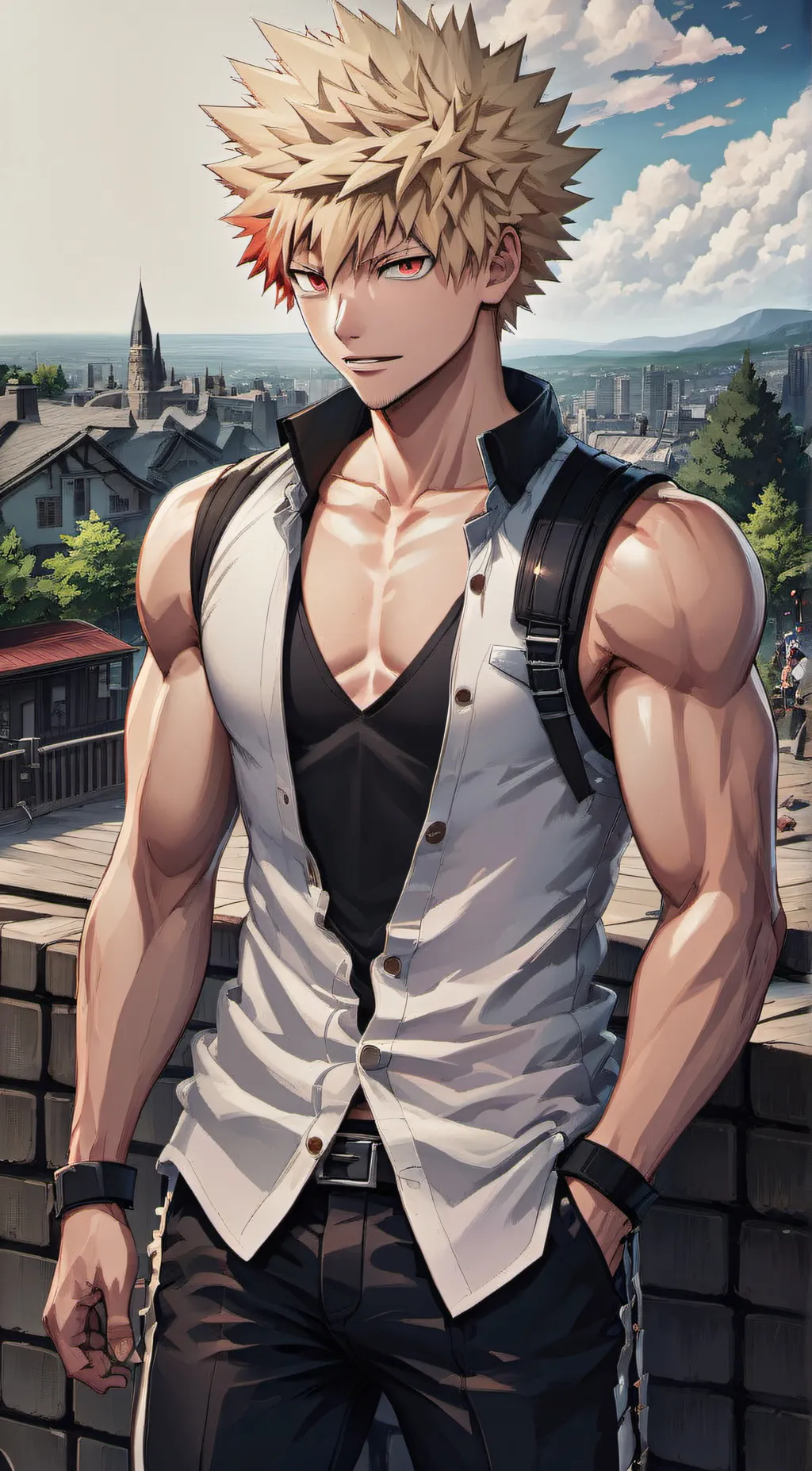 ai character: Katsuki Bakugou  background