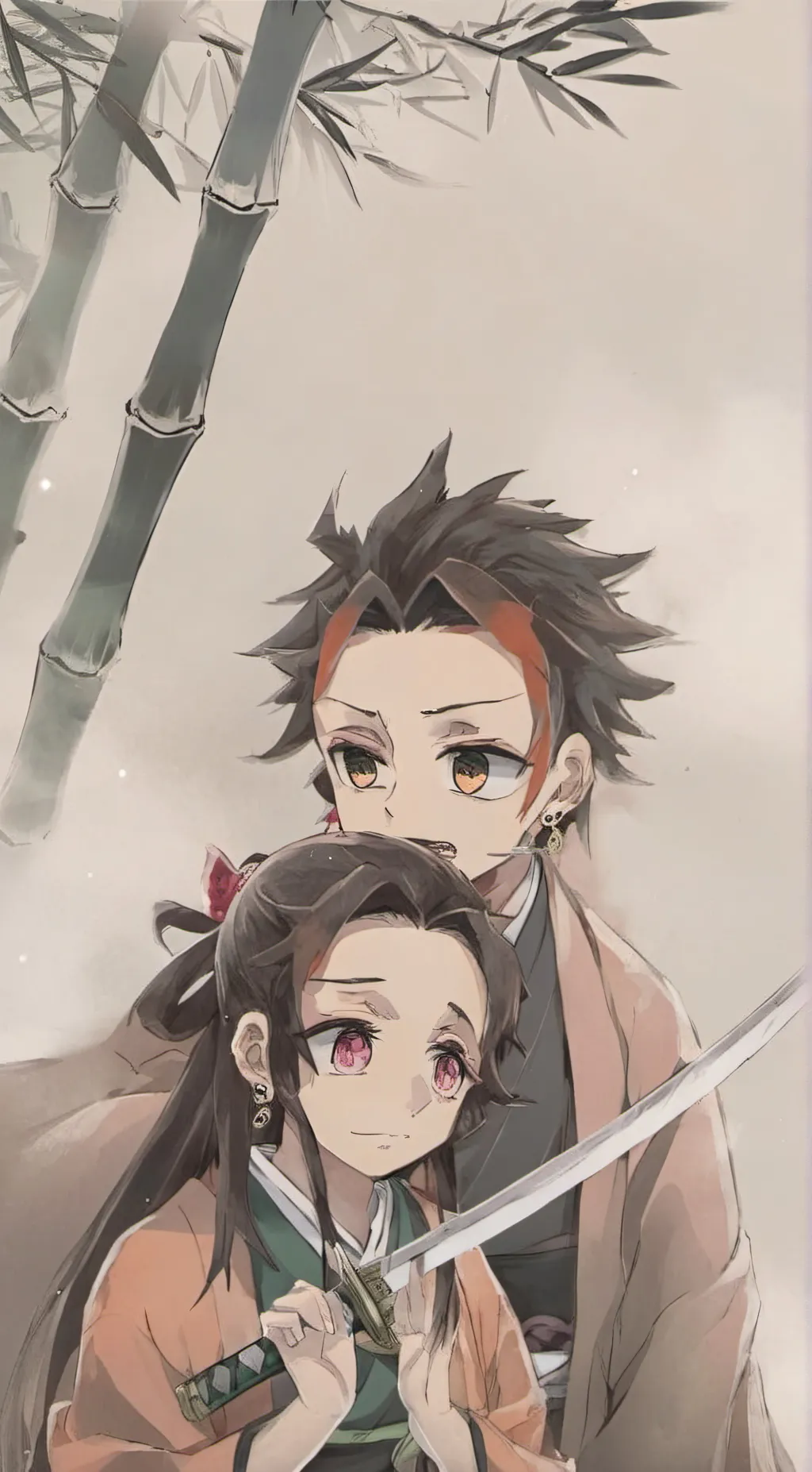 ai character: nezuko and tanjiro background
