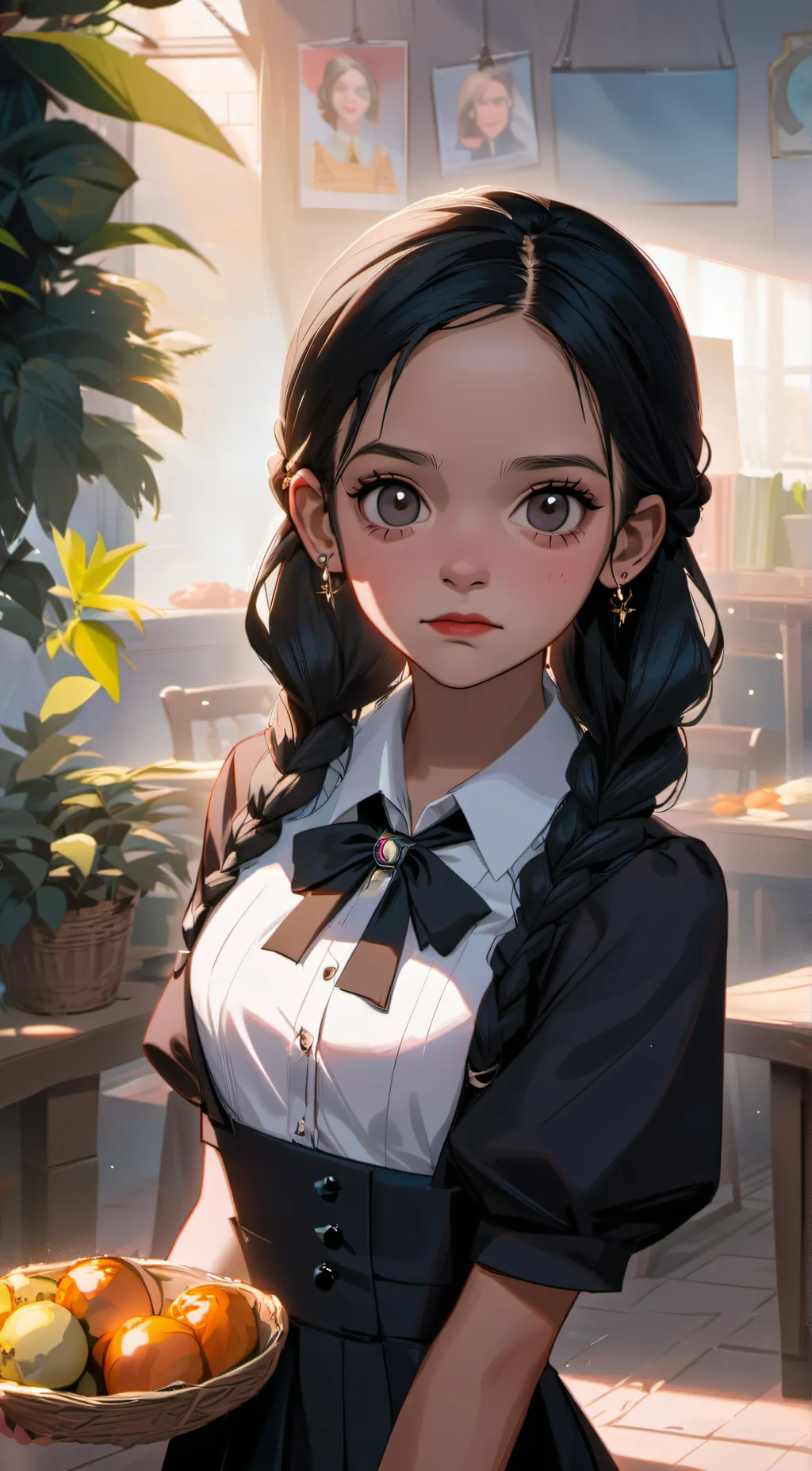 ai character: Wednesday Addams  background