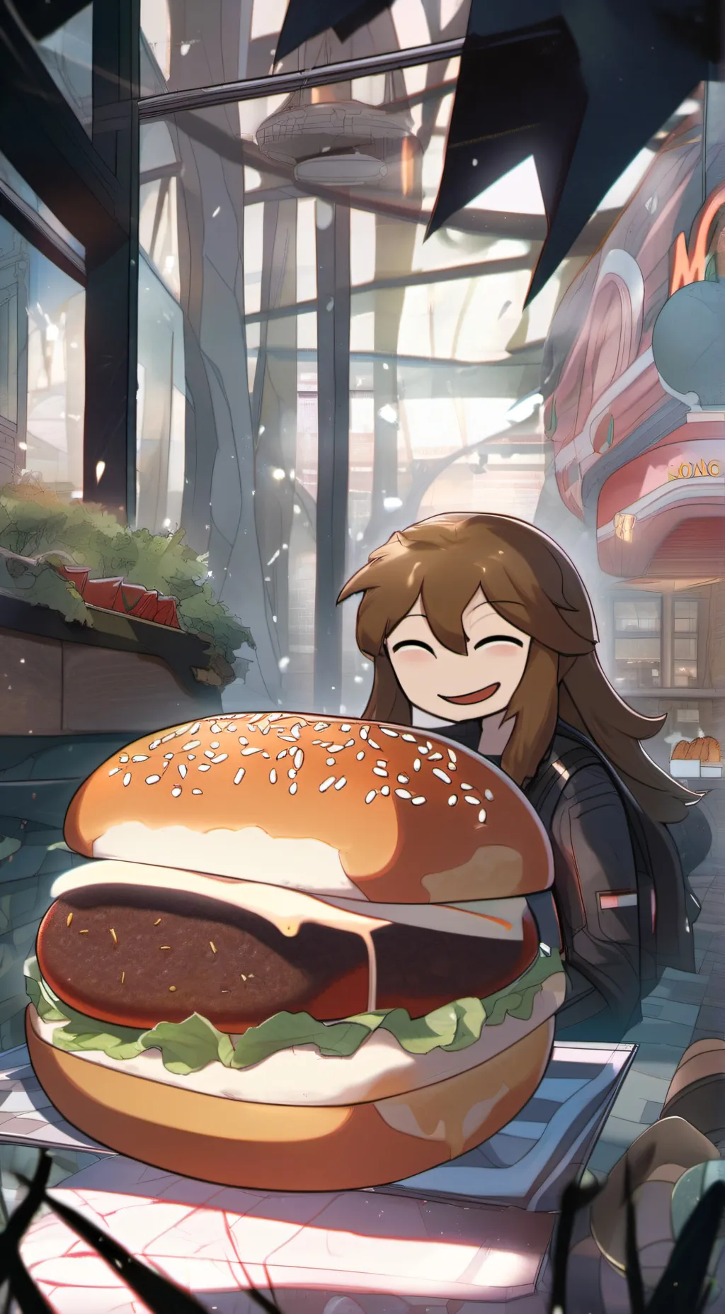 ai character: Roxson burger  background