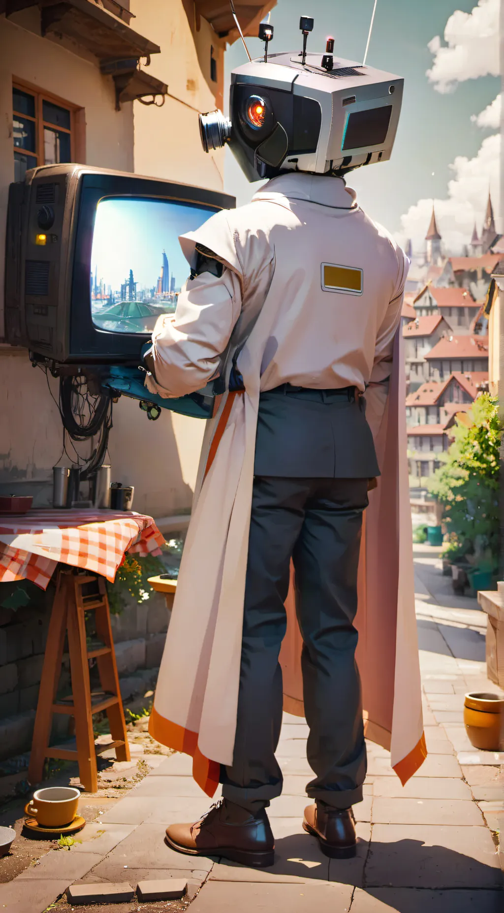 ai character: Titan cameraman  background