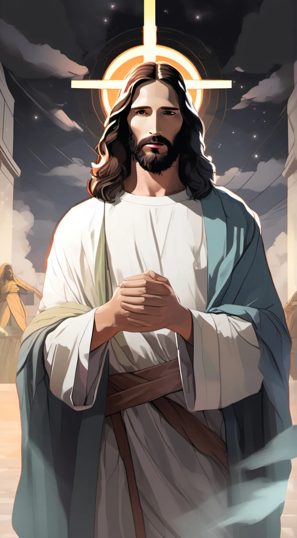 ai character: Jesus background