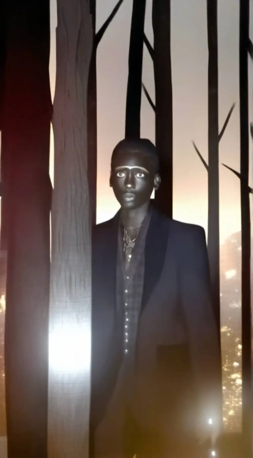 ai character: Black slenderman background