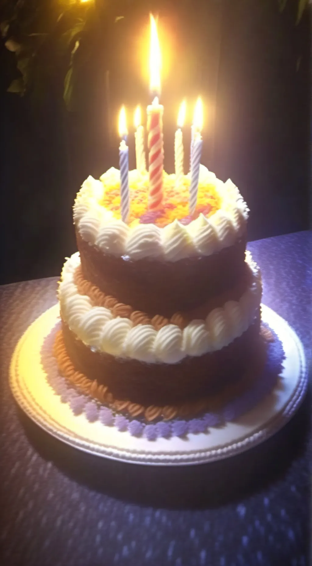 ai character: Birthday cake. background