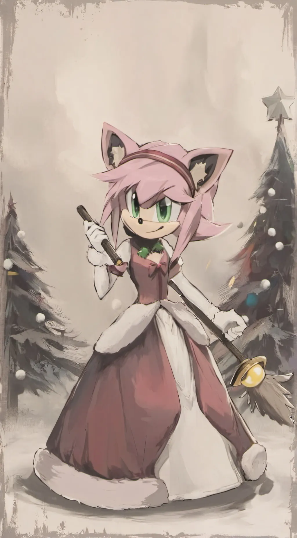 ai character: AmyRose(Christmas) background