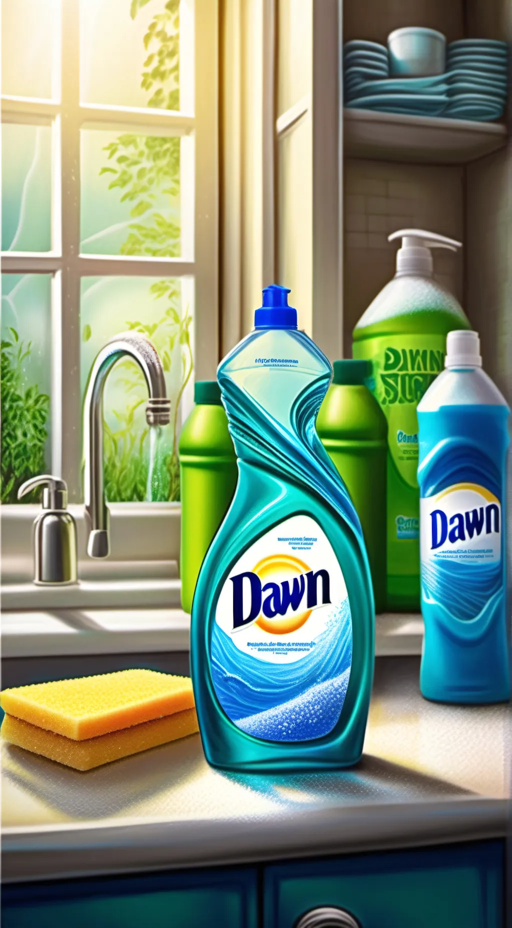 ai character: Dawn dish soap background