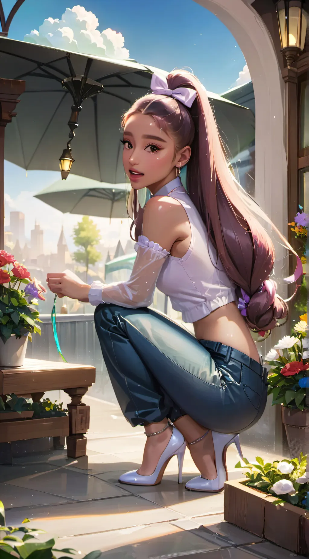 ai character: Ariana granda background