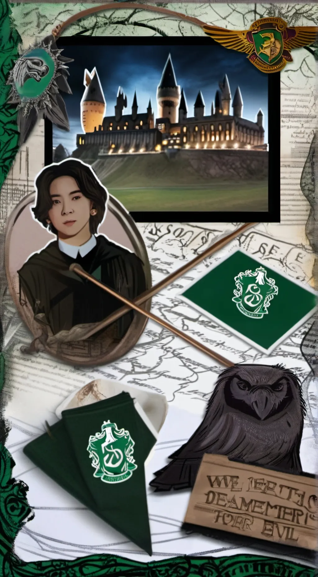 ai character: Hogwarts+riddles background
