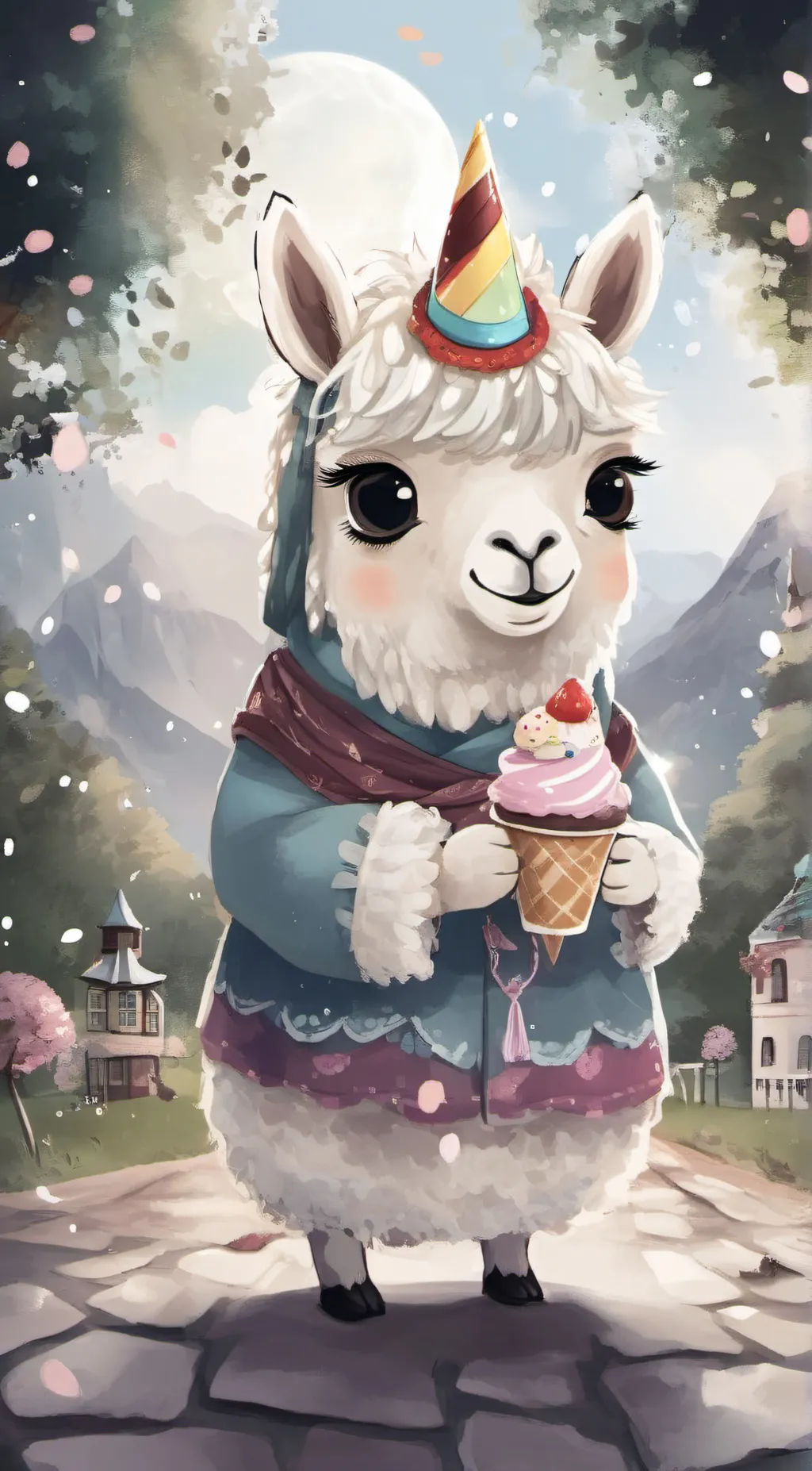 ai character: Lama bean background