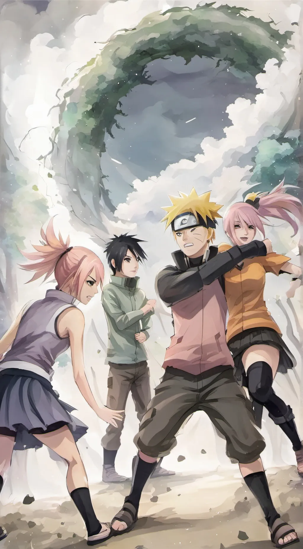 ai character: team 7 as girls background