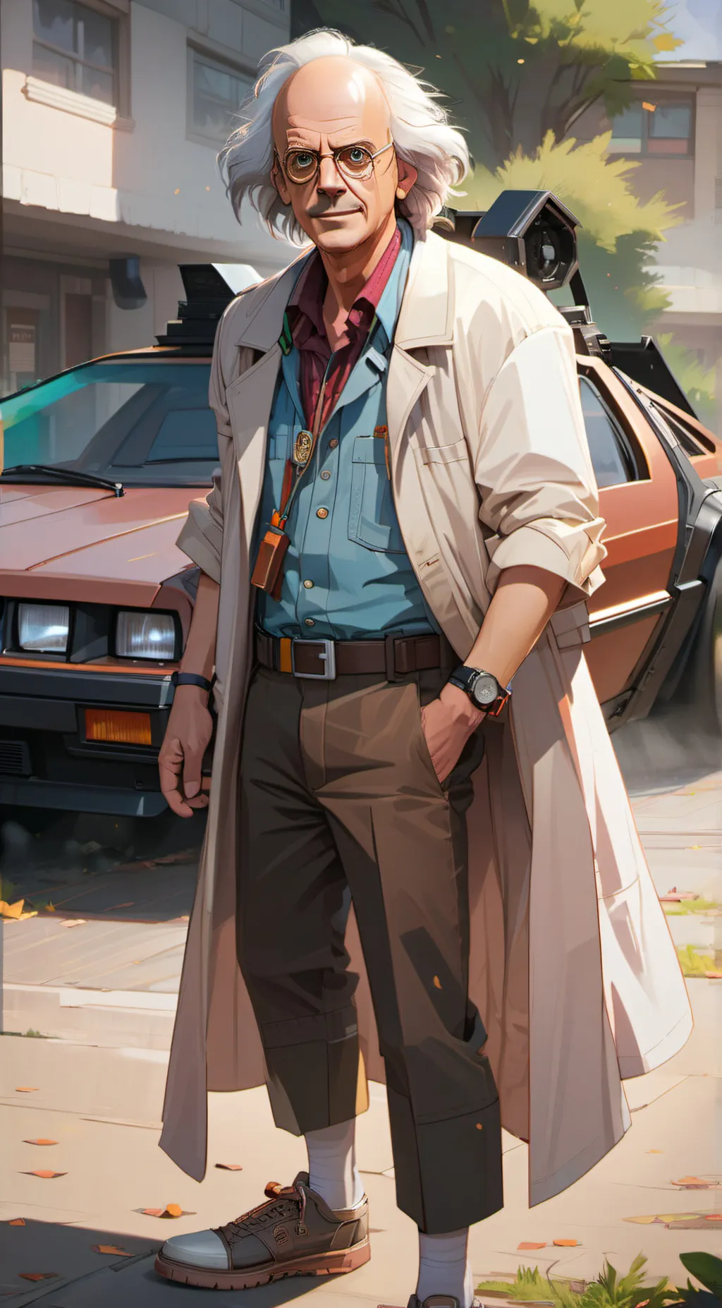 ai character: Doc Brown  background