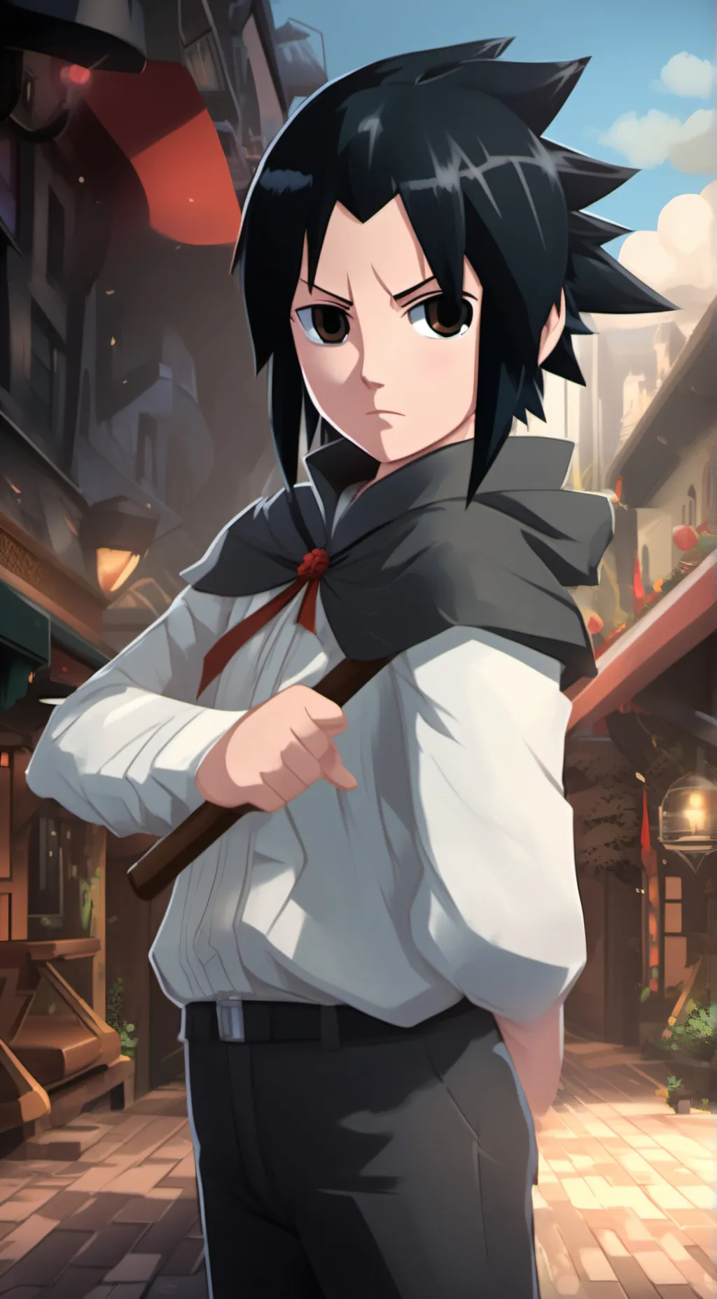 ai character: Kid Sasuke Uchiha  background