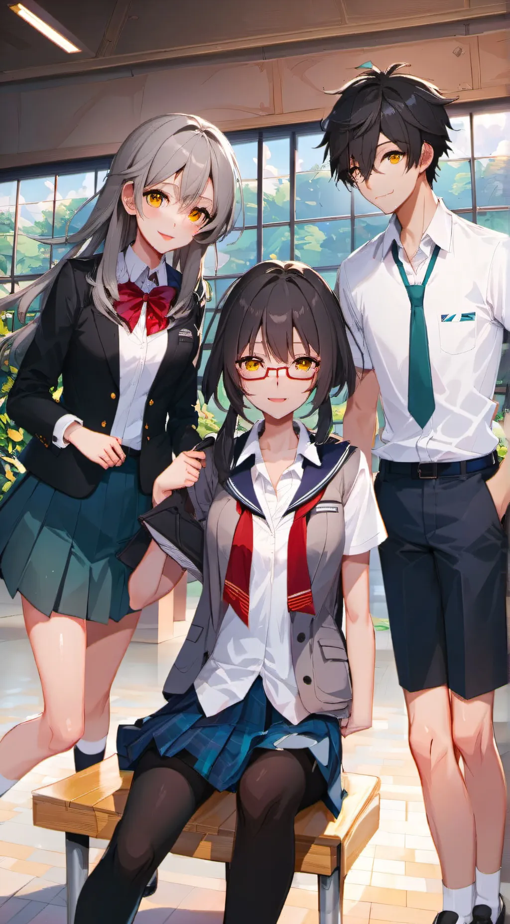 ai character: Aaron, lia, aleah background