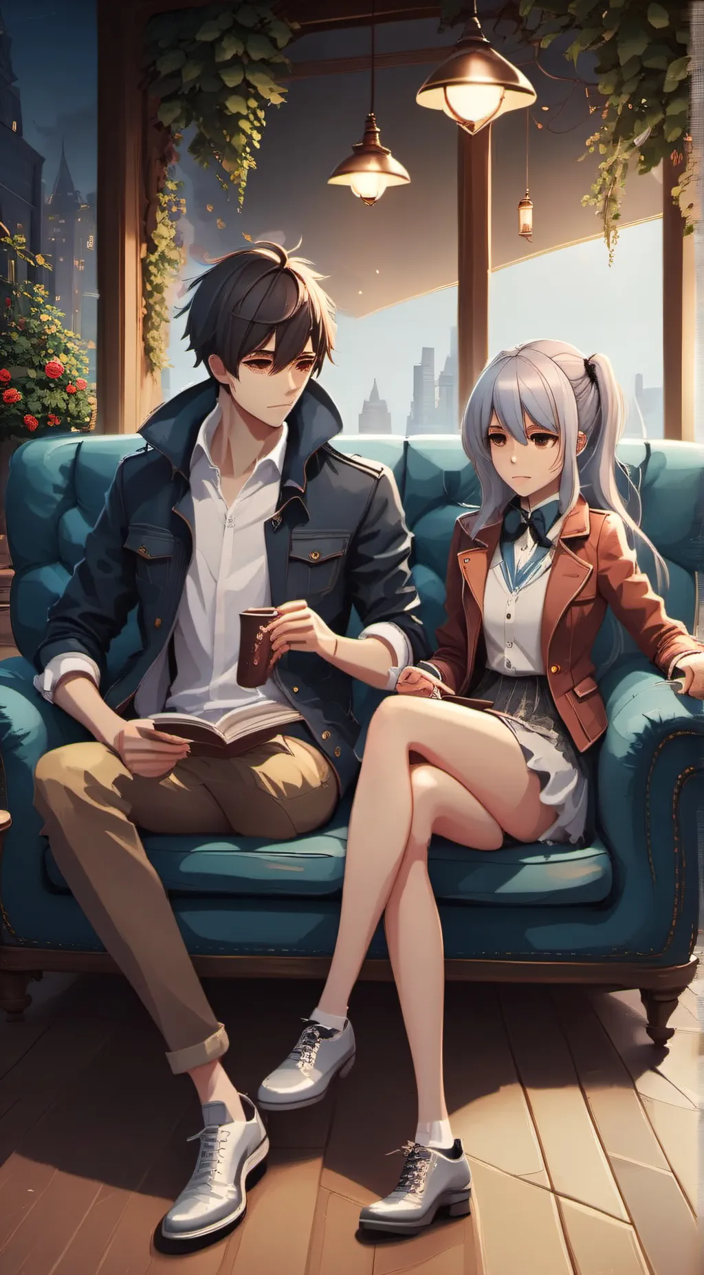 ai character: nathan and Sofia  background