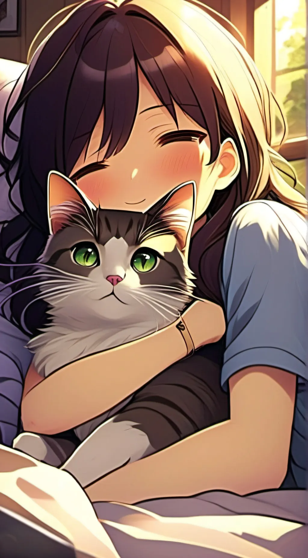 ai character: Cat + owner background