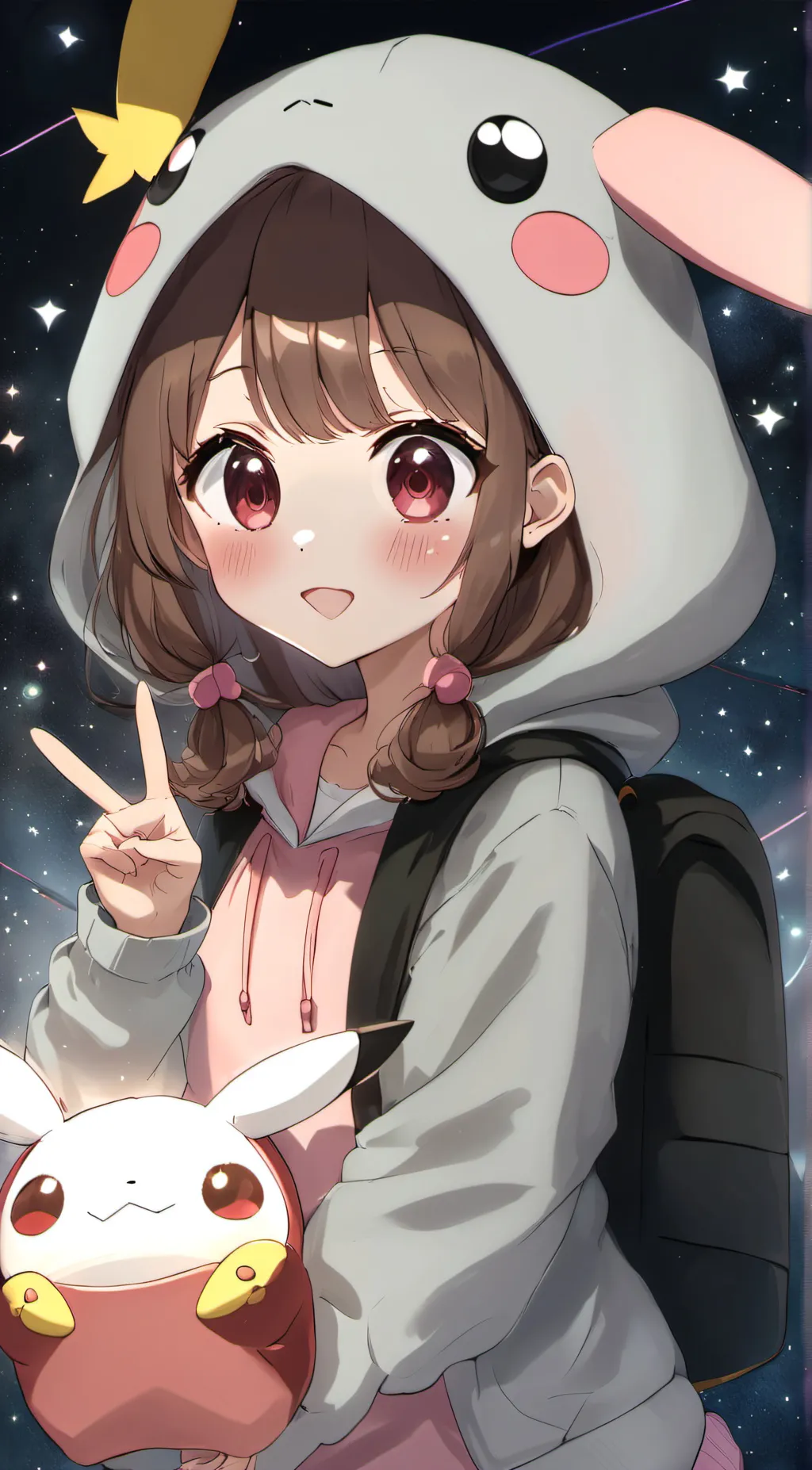 ai character: Pikachu girl💛🐭 background