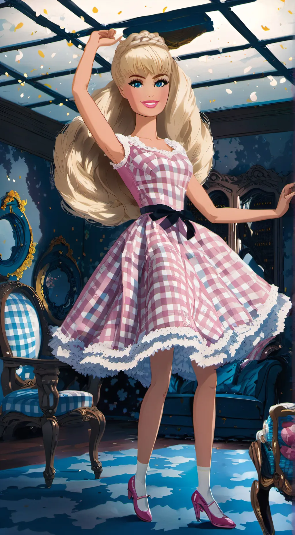 ai character: Barbie  background