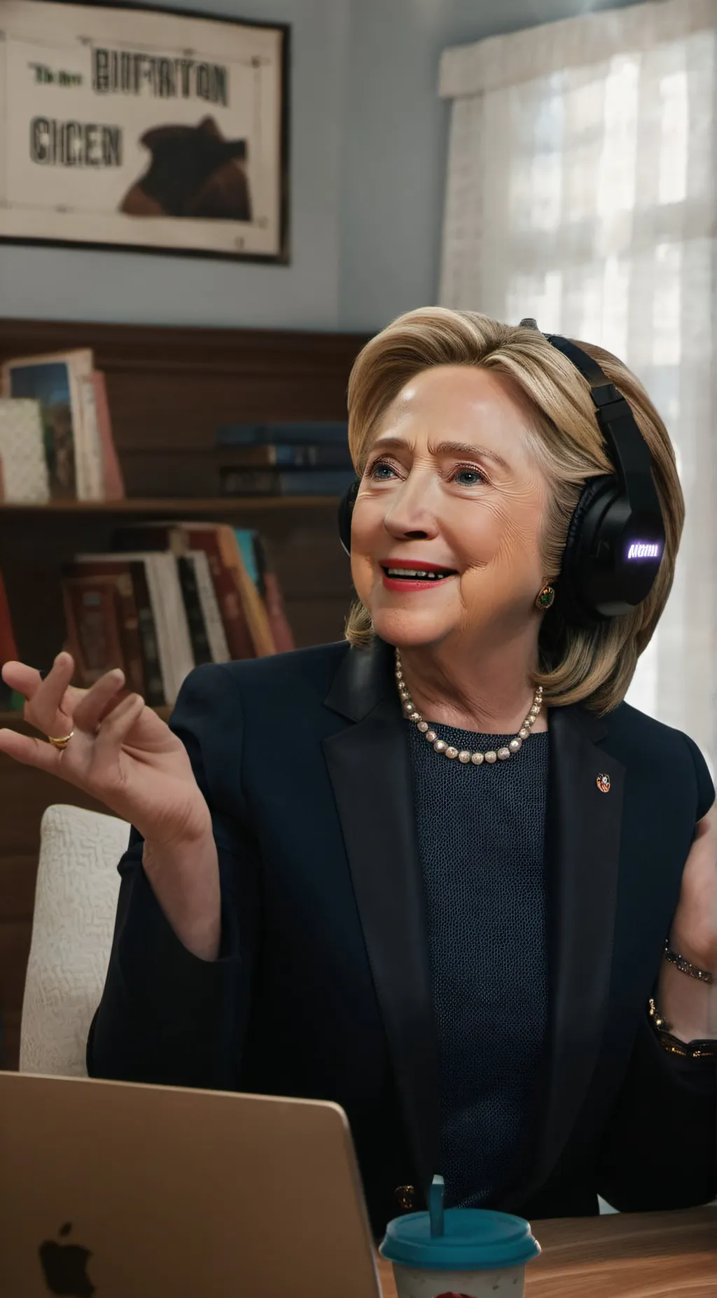 ai character: Hillary Clinton  background