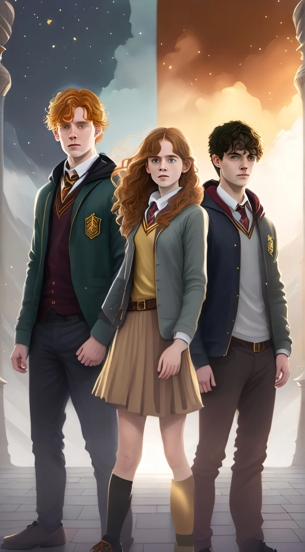 ai character: Golden trio  background