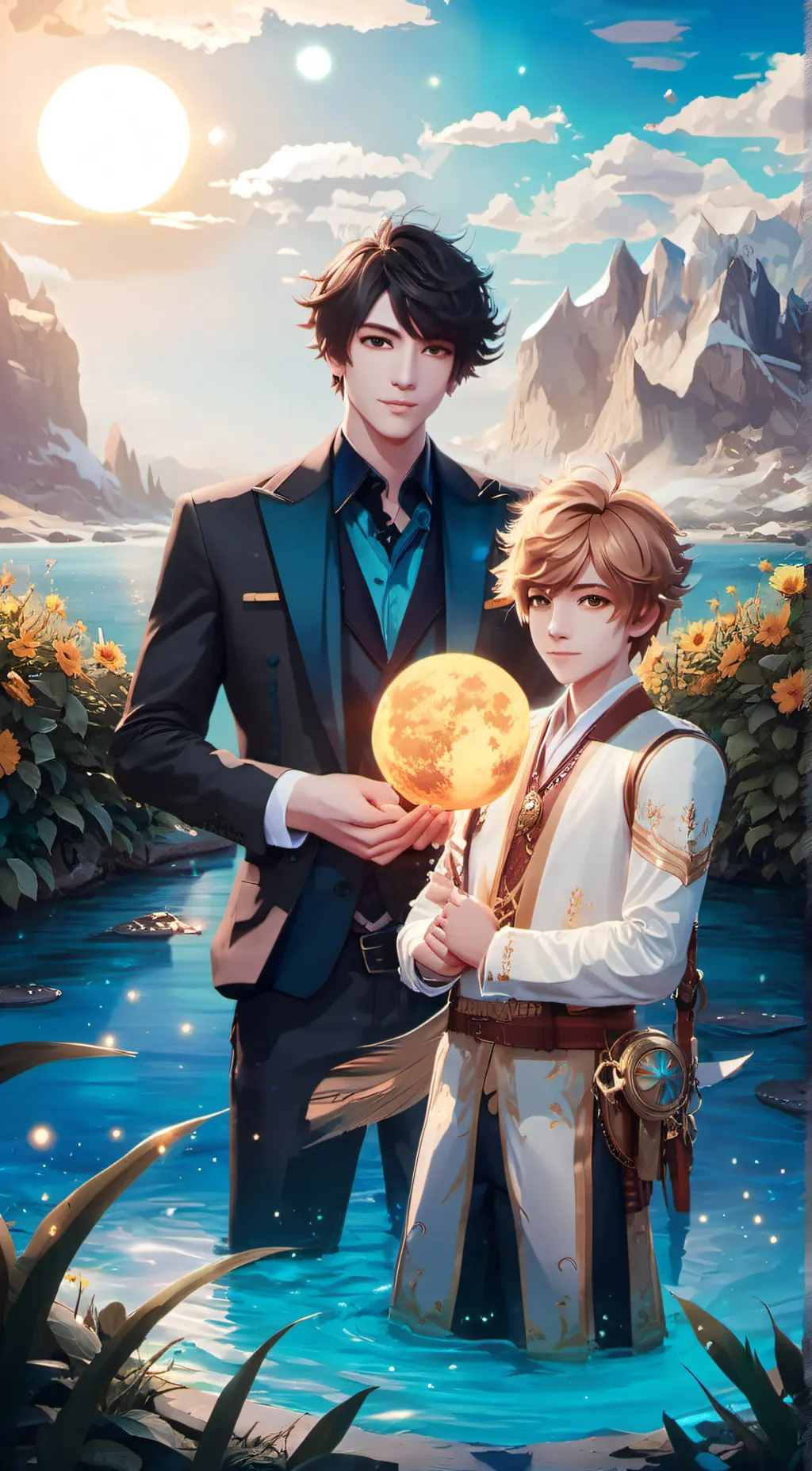 ai character: sun/moon background