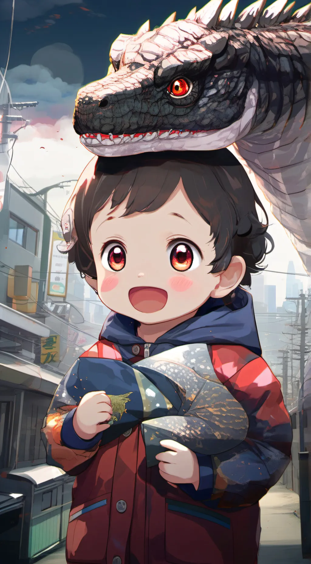 ai character: Shin Godzilla  background