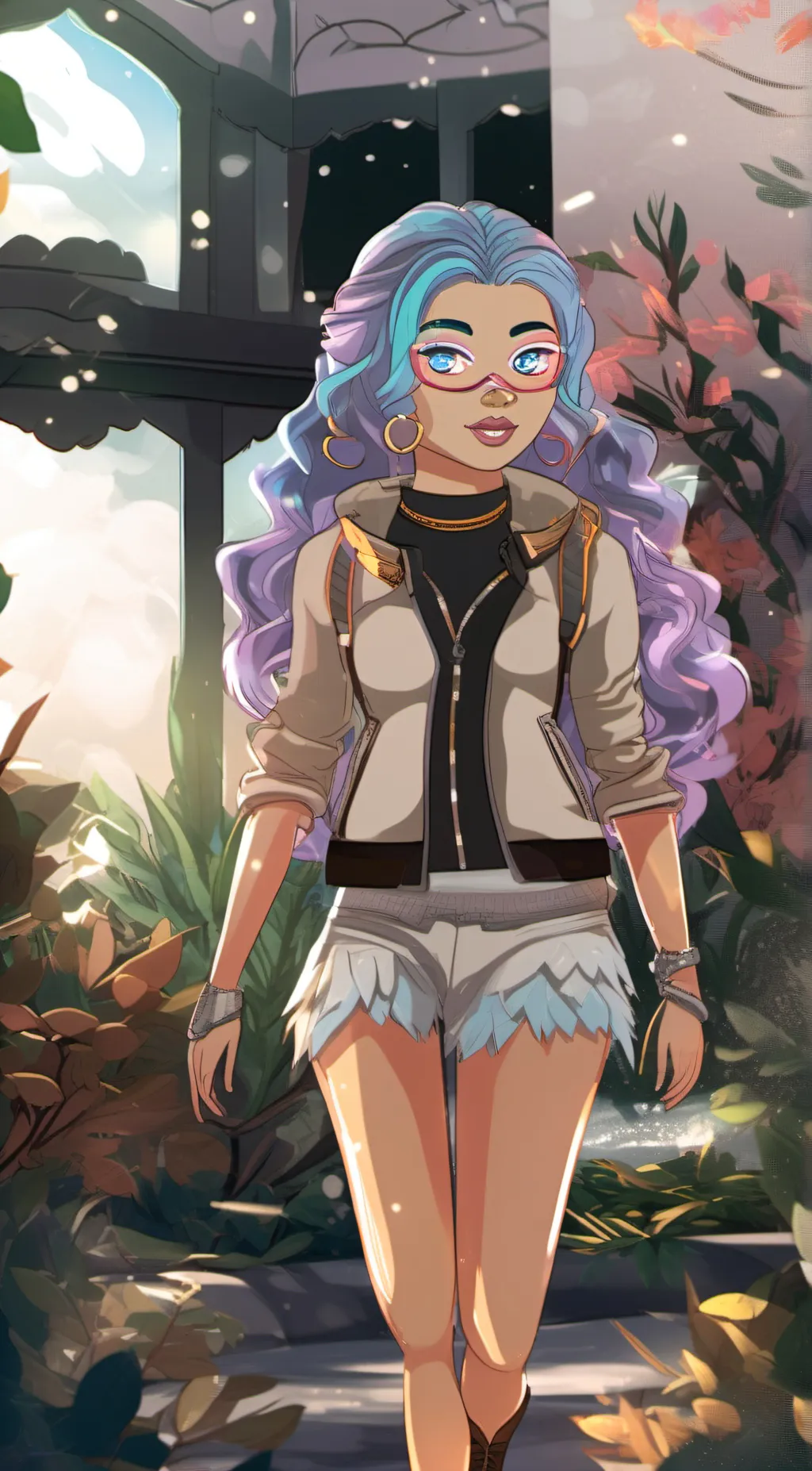 ai character: Rainbow background