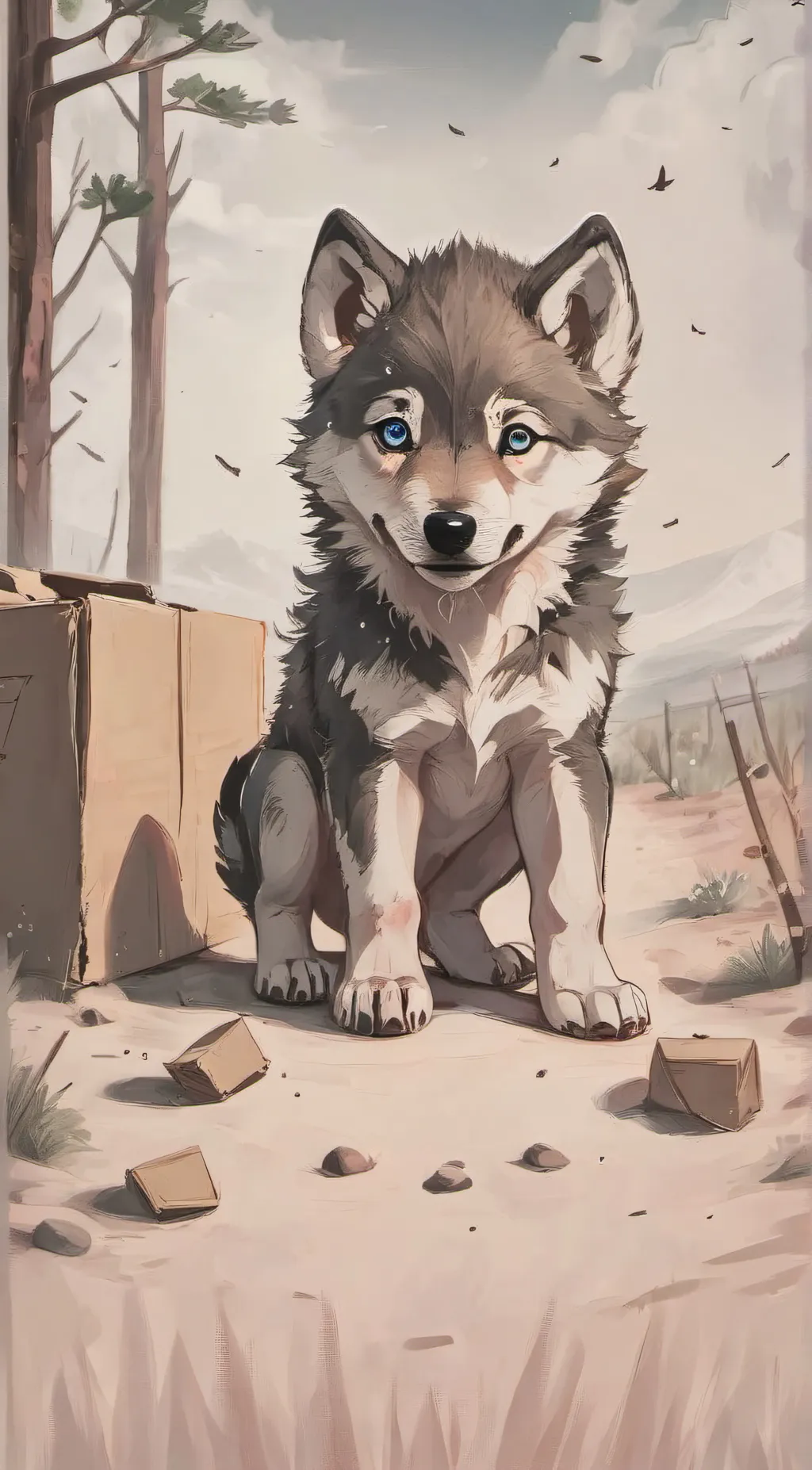 ai character: abandoned wolf background