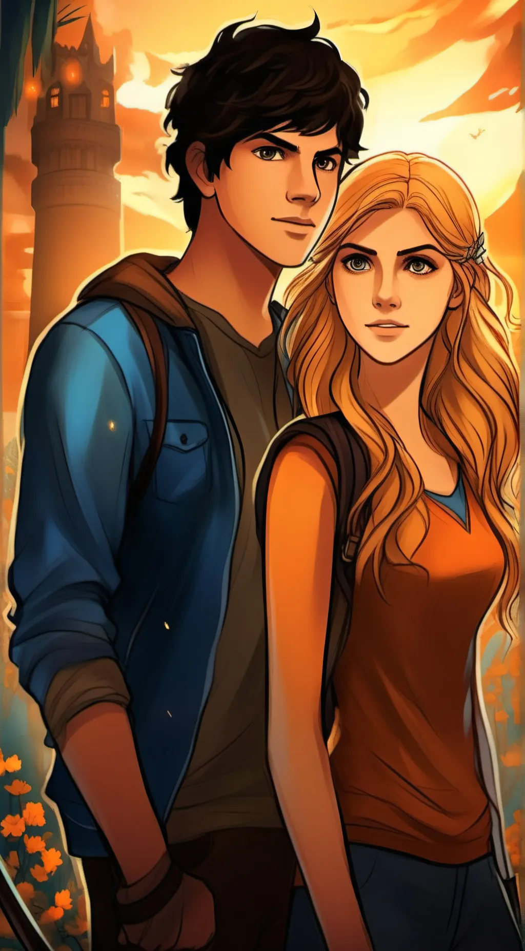 ai character: Percy and Annabeth background