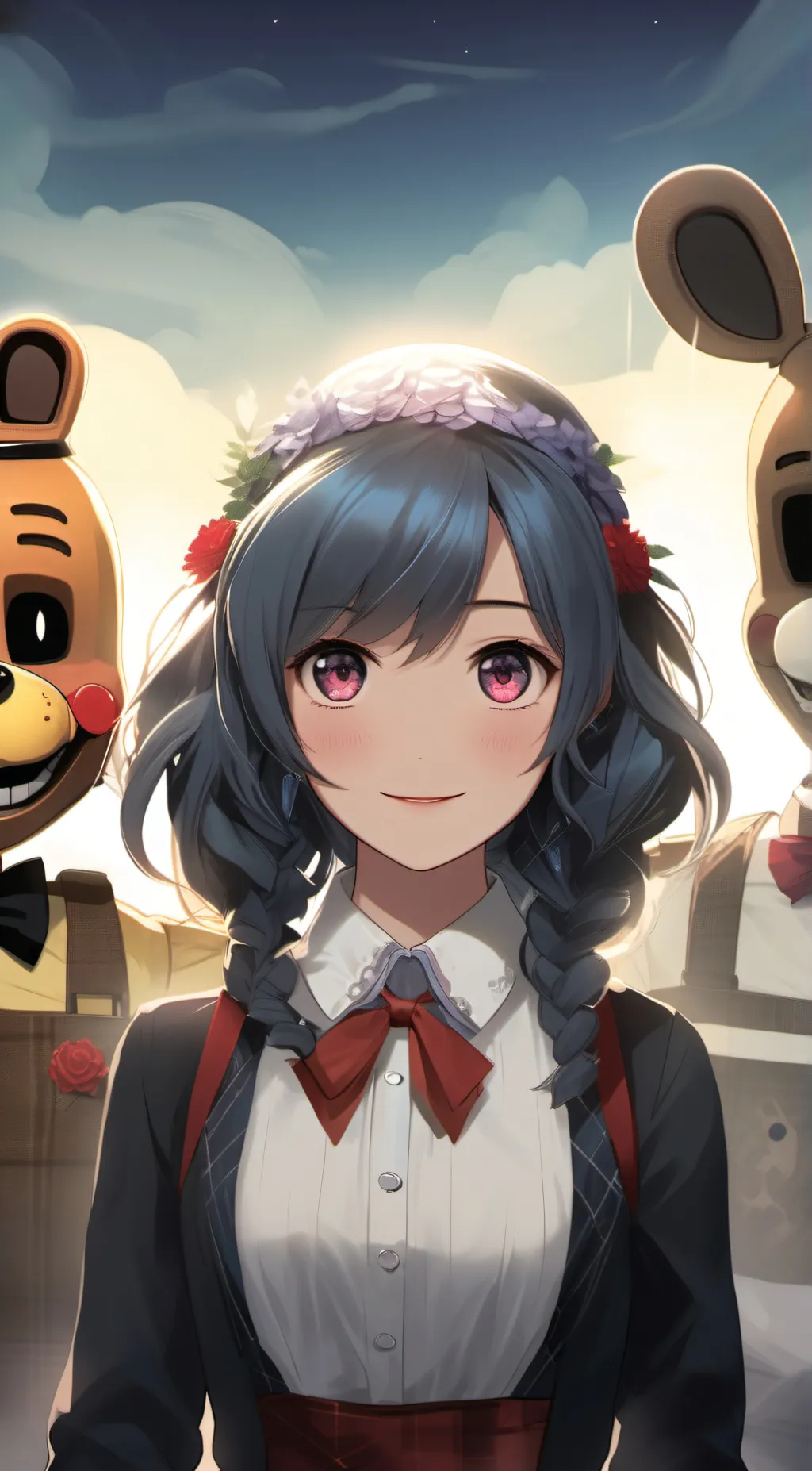 ai character: fina Freddy  background