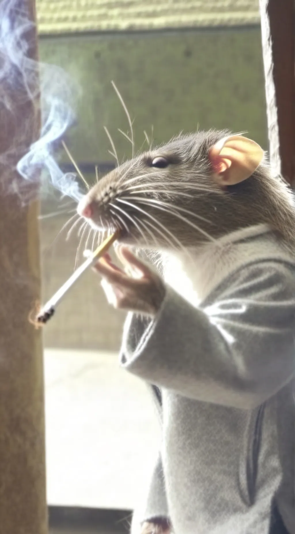 ai character: Smoking rat background